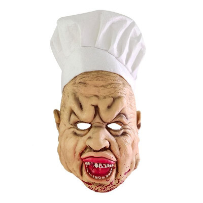 

Portable Waterproof Bloody Crazy Chef Halloween Horror Mask Haunted House Pretend Latex Mask