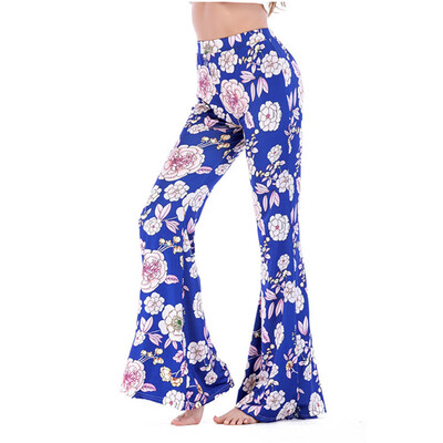 

Fashion Women Elastic Waist Floral Printing Causal Wide Leg Loose Trousers Pants