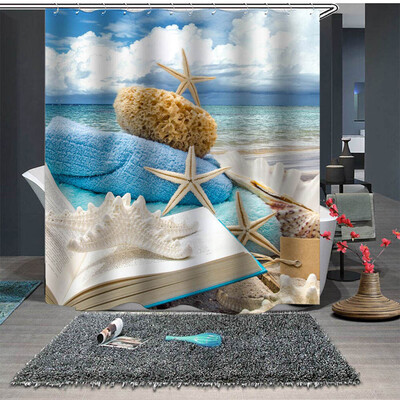 

Gobestart Popular Waterproof Shower Curtain With 12 Hooks Printed Bathroom 180x180cm