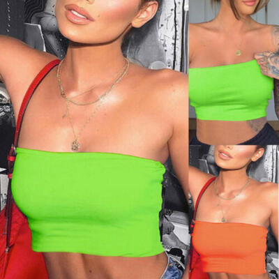 

Tube Top Bra Seamless Bandeau Strapless Bralette Stretch layering Solid Crop Top