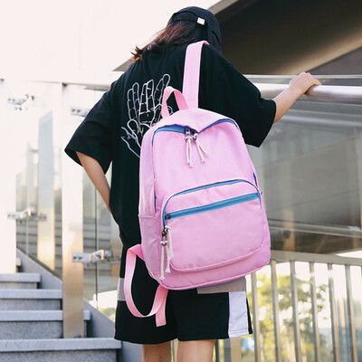 

Tailored Couple Students Pure Color Nylon Shoulder Bag School Bag Travel Tote Backpack