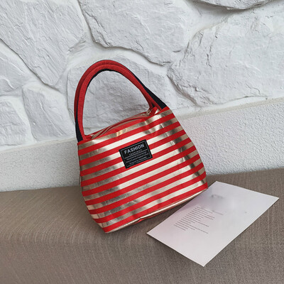 

Tailored Women Fashion Nylon Lunch Bag Lunch With Rice Bag Fabric Striped Mobile Bag