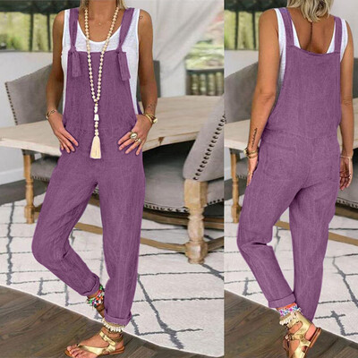 

Tailored Womens Fashion Summer Casual Solid Color Bib Pastoral Simple Bib Jumpsuit