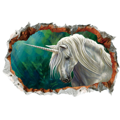 

10 Styles 3D Unicorn Horse Wall Sticker Creative 3D Break The Wall Effect Stickers