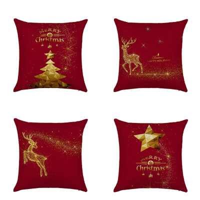 

Siaonvr 4pc Of Christmas Elk Pillowcase Decorative Sofa Cushion Cover 45x45cm