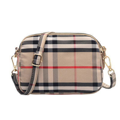 

Single-shoulder mini-bag moire-bag British lattice retro-wrapped multi-compartment nylon bag