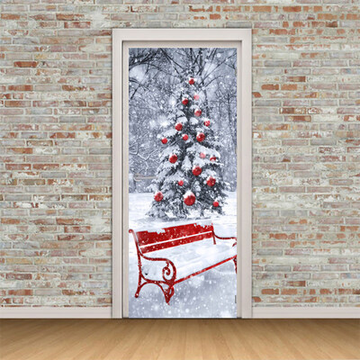 

2Pcs Christmas Tree Snowflake Bench Wall Sticker 3D Self Adhesive Home Decor