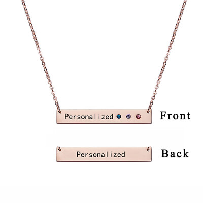 

Engraved on Double Sides Blank Bar Pendant Necklace Rhinestone Custom Nameplate Date Encourage Word Letter Personalized Necklace