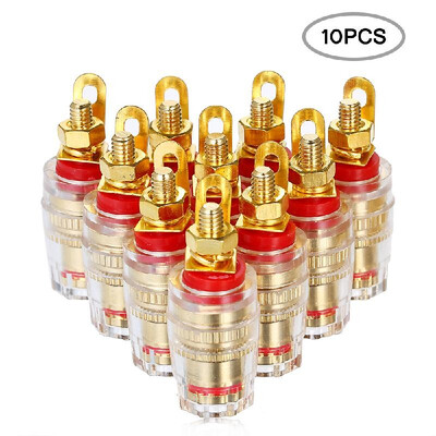 

4mm Gold Plated Banana Plug Pin Socket Connector Terminal Binding Post for Amplifier Loudspeaker 10Pcs RedBlack
