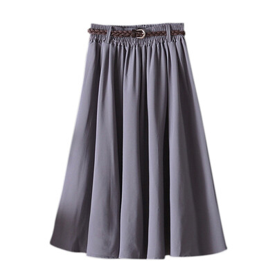 

Vintage Women High Waist Pleated Swing Dress A Line Skater Midi Skirt With Belt