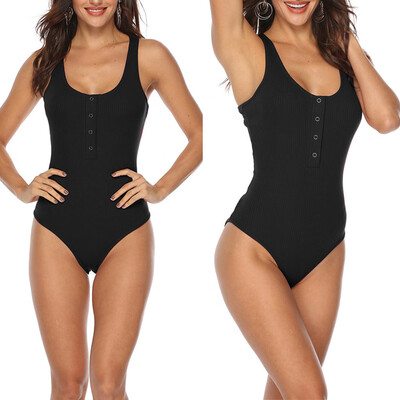 

Starmoon Fashion Womens Sexy Solid Sleeveless Camis Jumpsuit Leotard Tops Button Romper