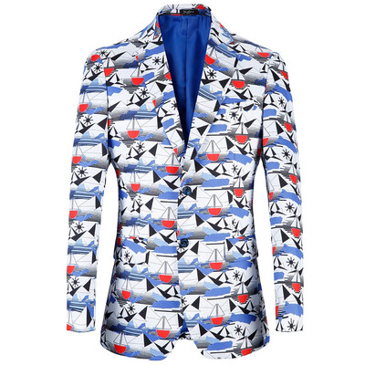 

Toponeto Mens Casual Business Wedding Long Sleeve Print Floral Suit Coat Jacket