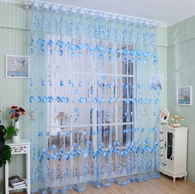 

Gobestart Flower Tulle Window Screens Door Balcony Curtain Panel Sheer Scarfs