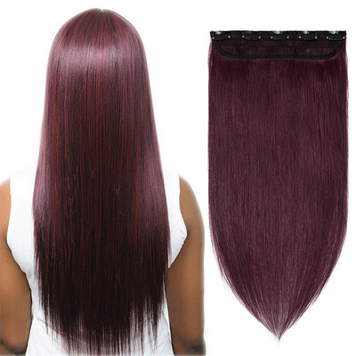 

100 Human Hair 1Pcs Clip In Hair Extensions 16"-24" 15 Colors Can Curly Dyed Washed