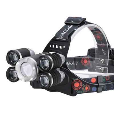 

T6 USB Rechargeable LED Headlamps Waterproof Strong Light Sensor 5 Heads Fishing Lamp With ChargerEU Plug