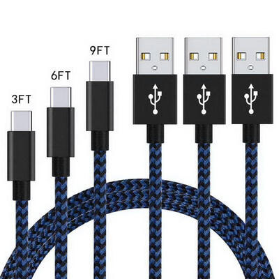 

Universal 2m Dual Color Braided USB To Type-C 24A Charging Data Cable Cord For Android Phones