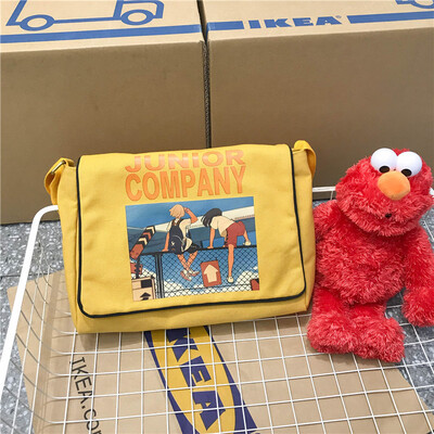 

Korean version of single-shoulder canvas bag hand-held oblique Bag ins Campus Simple Student Literature&Art Xiaoqing Fresh Sh
