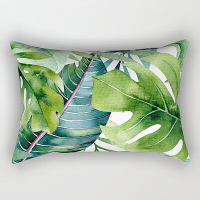 

Tropical Palm Leaves Printing Sofa Pillowcase Rectangle Cushion Cover Home Decor