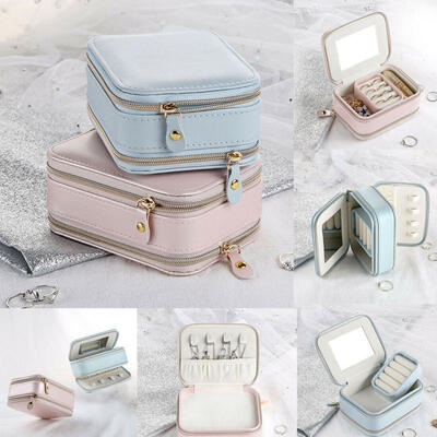 

Leather Jewelry Box Storage Organizer Necklace Bracelet Earring Case Holder Gift