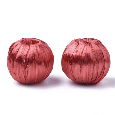 

Handmade Raffia Woven Beads with Wood Inside Round Red 2830x2830mm Hole 9mm