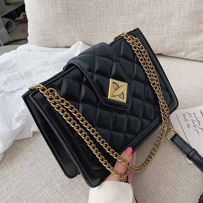 

Womens bag 2019 new wave of French minority fashion Joker small breeze chain Lingge shoulder Messenger bag