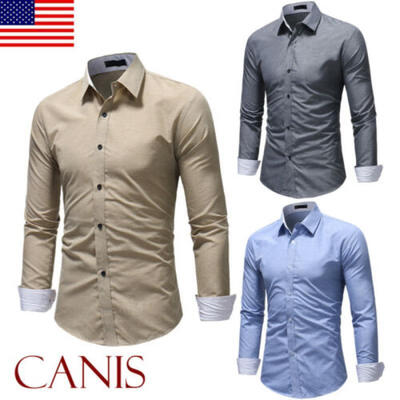 

Mens Long Sleeve Shirts Button Down Casual Formal Slim Fit Shirt  L XL XXL XXXL