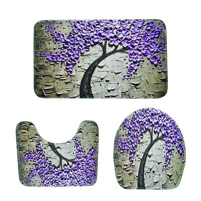 

3pcsset Tree Flowers Printed Non Slip Floor Rugs Carpet Bathroom Bath Mats