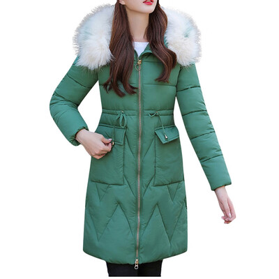 

Toponeto Women Fashion Outerwear Long Cotton-padded Jacket Pocket Drawstring Hooded Coats