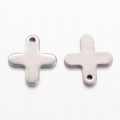 

304 Stainless Steel Charms Cross Stainless Steel Color 12x105x1mm Hole 1mm