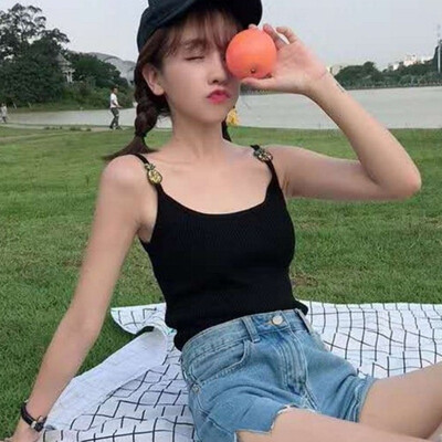 

Causal Knitted Camisole Tops Beach Wear Sexy Pineapple Strawberry Vest Sleeveless Basic Camisole