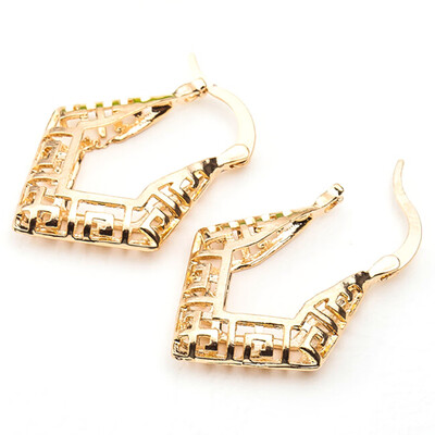 

U Shape Hoop Earrings Gold Color Hollow Flower Earring Round Circle Ear Jewelry Accessories For Women Gift