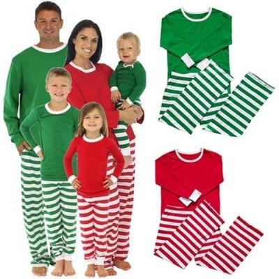

Christmas Family Women Men Sleepwear Pajamas Set Striped Cotton Pyjamas Outfits