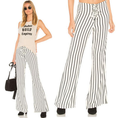 

Womens Palazzo Pants Unique Stripe High Waist Casual Wear Wide Leg Loose Trouser