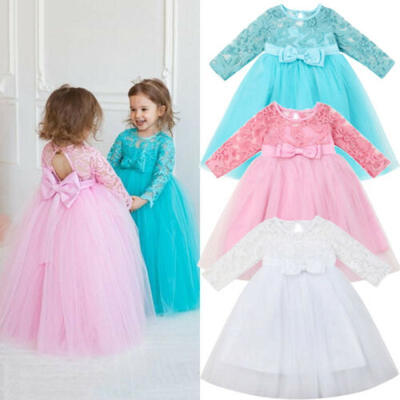 

Baby Girl Tulle Dress Kids Baby Christening Dresses Birthday Party Long Dress US