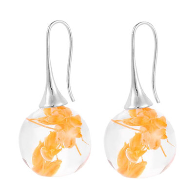 

Luminous Dried Flower Round Drop Pendant Hook Earrings Women Party Jewelry Gift