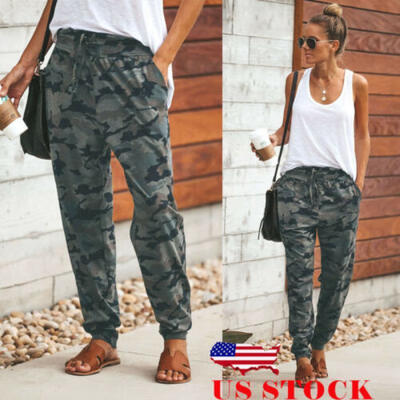 

US Womens Camo Cargo Trousers Casual Pants Military Army Combat Camouflage Pant