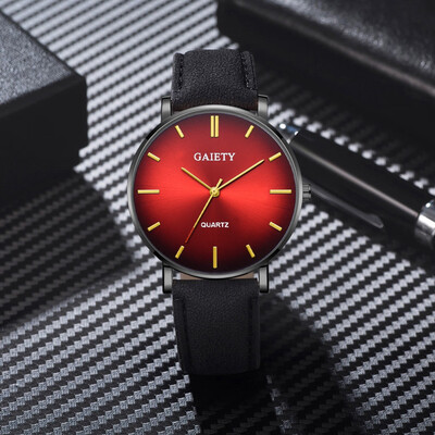 

Gobestart Fashion Simple Casual Mens Watch Business Leather With Strap Mens Watch