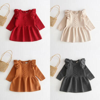 

USA Kids Baby Girls Knitted Sweater Winter Pullovers Crochet Princess Tutu Dress