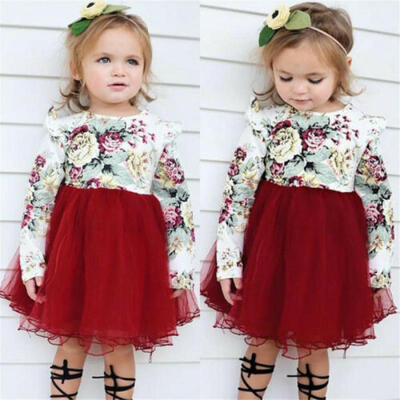 

Toddler Kid Baby Girls Princess Floral Tulle Party Pageant Tutu Dress Clothes