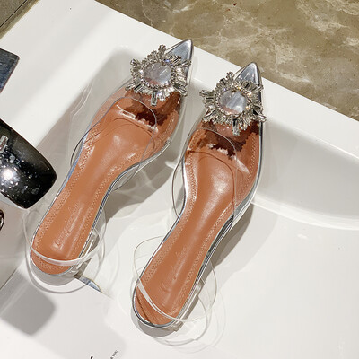 

Tip diamond transparent sandals for ladies summer Korean version Baitao Baotou Chic net Hongxian Fengnu shoes