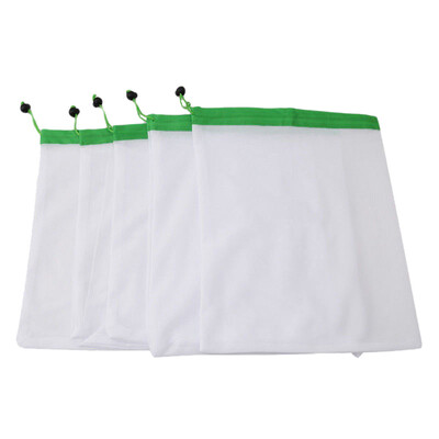 

Toponeto 5 Pack Reusable Produce Mesh Bags Black Rope Vegetable Fruit Toy Storage Pouch