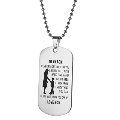 

TO MY SON & DAUGHTER Pendants Necklace Baby Child Mom Dad Loved Family Gifts Mother Dad Son Tag Collar