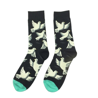 

1 Pairs Fashion Birds And Flowers Long Socks Combed