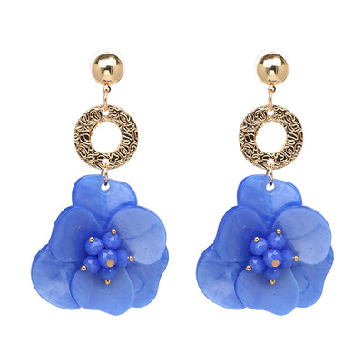 

2019 Cute Women Resin Flowers Statement Earrings Multi Color Fashion Wedding Jewelry Drop Dangle Earrings Wholesale J50054