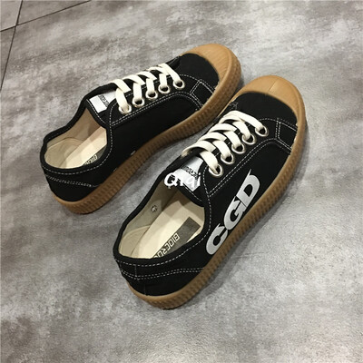 

2019 summer new trendy shoes canvas shoes Korean version 100 Haraku Hong Kong style ins board shoes girl