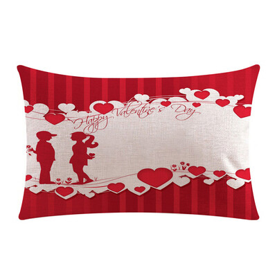 

Siaonvr Happy Valentine Pillow Cases Cotton Linen Sofa Cushion Cover Home Decor