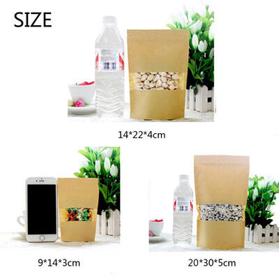 

50pcs Kraft Paper Food Gift Bags with Window Self Sealing Envelope Shopping Bag