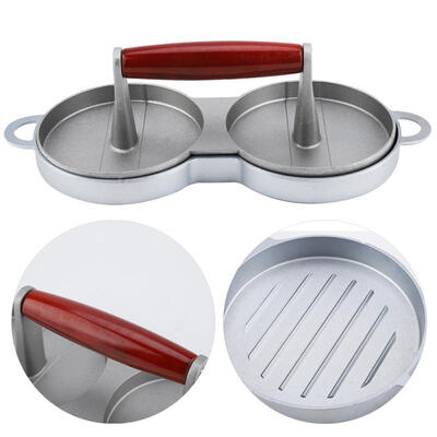 

Greensen Aluminum Alloy Non-Stick Double Burger Press Mold Hamburger Meat Beef Kitchen Tools