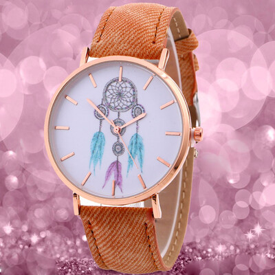 

〖Follure〗Women Wind Chimes Pattern Quartz Watch Cowboy Belt Table Watch BK