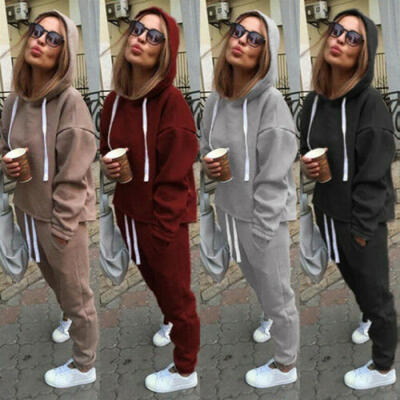 

Womens 2Pcs Tracksuit Set Hoodies Sweatshirt Tops Pants Lounge Wear Sports US